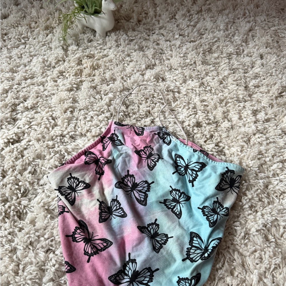 Vibrant Butterfly tie die hippie chick festival summer vibes women’s Halter Top